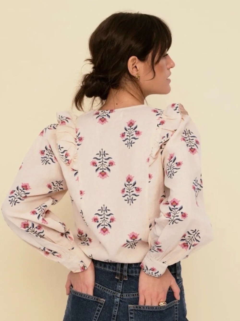 Sonmer Sarah Ruffled Floral Button-Front Blouse - Picture 2 of 3
